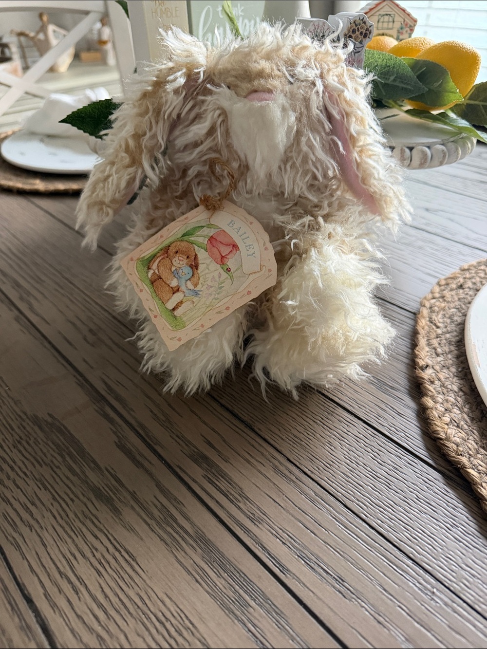 Hallmark Cream & Pink Floppy-Eared Plush Bunny for Small Pets